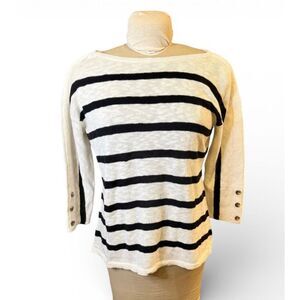 Talbots Striped Lightweight Sweater Boatneck Petite Large Packable